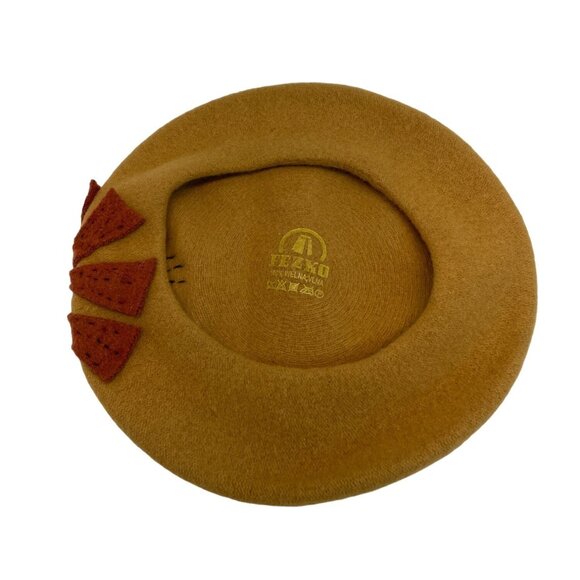 Fezko Women's Yellow Wool Flower Design Beret - One Size - Picture 6 of 7